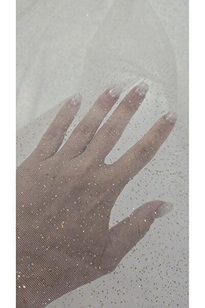 TESATURI OUTLET Tulle Ivory cu Glitter Auriu pentru Rochii Elegante și Mireas...