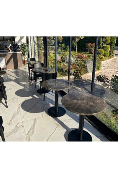 Marb & Home Kafe, Balkon, Mutfak Lüks Mermer Masa 60 cm Yuvarlak
