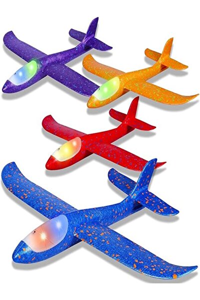 Genrics AASHZ 4 Pack LED Light Airplane Toys-17.5" Large Throwing Foam Plane-...
