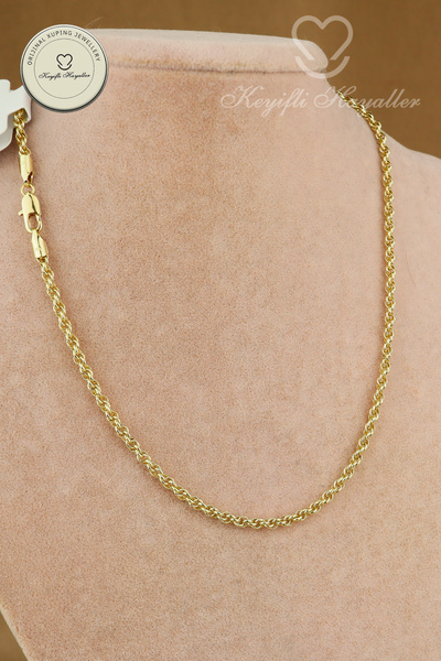 Keyifli Hayaller Xuping Kolye - Vip 3mm Xuping Sarmal Burgu Zincir 14K Gold 4...