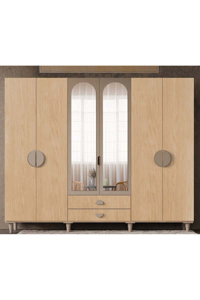 miracool Ladin 6 Kapaklı Gardrop / 6 Kapılı Dolap / Komple MDF / Modern Tasarım