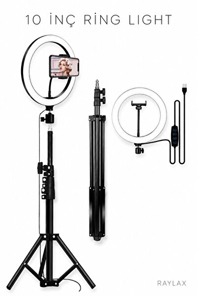 RAYLAX 10 İnç Ring Light Tripod Selfie Işığı Telefon Tutucu TikTok YouTube Ma...