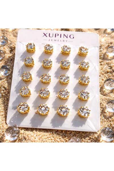 XUPING JEWELRY أقراط متعددة من حجر الزركون (12 زوجًا)