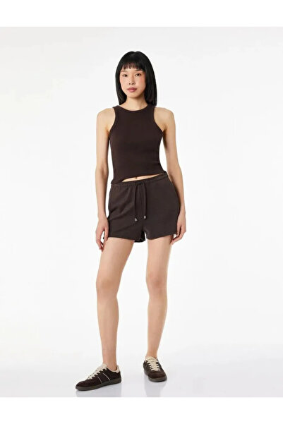 Koton Camisole Modal Fabric Waist-Tie Pocketed Mini Shorts