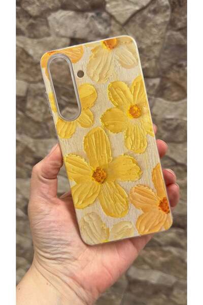 Vip Case Galaxy S25 FE Uyumlu Sarı Çiçek Desenli Şeffaf Darbe Emici Kamera Ko...