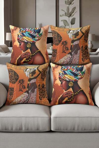 Dolce Mariee Digital Printed Soft Textured 4-Piece Throw Pillow Cover Set Krl...