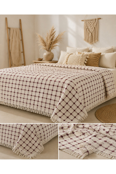 Calista home 100% Cotton Bohemian Style Pique Bedspread Single Size 180X220 cm