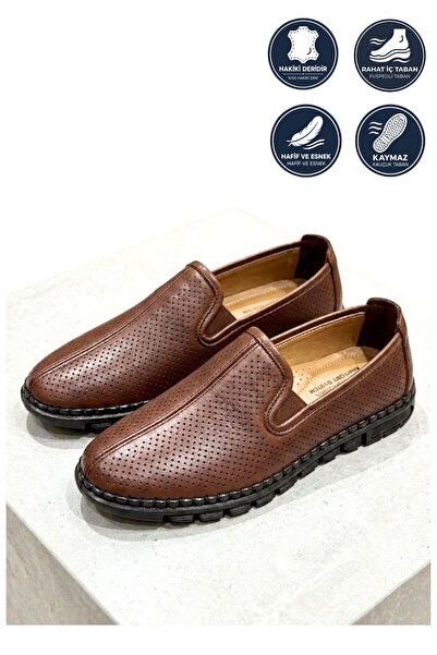 Godystep Walk Brown Men's Genuine Leather Hand-Stitched Perforated Fusped Lig...