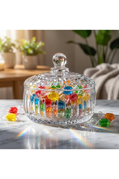 FAIR HOME Elysia Desen Kapaklı Cam Çerezlik – Şekerlik – 11×11 cm