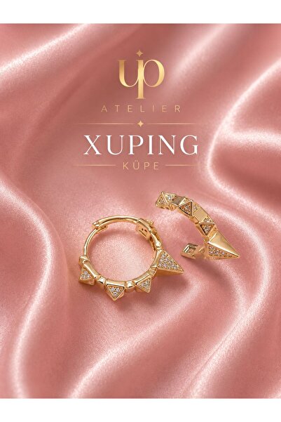 XUPING JEWELRY Xuping Üçgen Zirkon Taşlı Modern Küpe