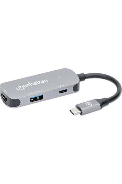 MANHATTAN Dokovac√≠ stanice USB-C 3v1, 1xHDMI, 1xUSB-C, 1xUSB, ≈°ed√°