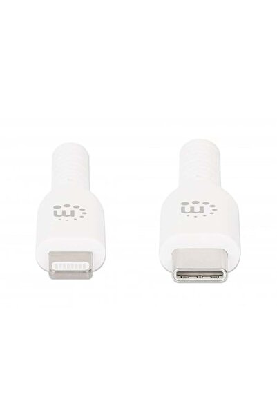 MANHATTAN Cablu USB-C la Lightning 1m alb