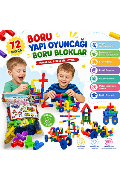 Shoplandu Eğitici Zeka Blokları - Boru Yapı Zeka Blokları 72 Parça