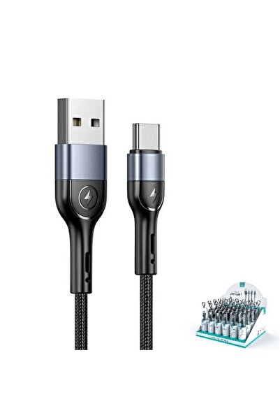 Usams Kabel pleciony U55 2A USB-C1szt. for set U55 czarny/black 1m SJ449ZJ01 ...