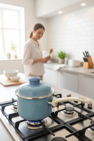 ALBETTO Luxury Enamel Rafadan, Mini Pan, Sauce Pot 12cm 900ml Blue