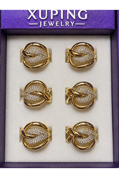 XUPING JEWELRY Xuping Oval Tasarım Zirkon Taşlı Gold Renk Kadın Yüzük