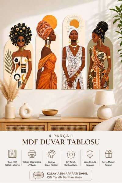 Bohemian Style African Women's Uv Printing MDF Wall Table 4 Pieces
