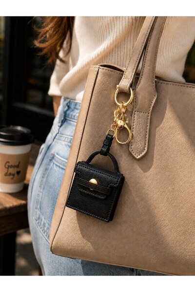 Lexi Bella Gift for Lover Bag Accessory Keychain Black Mini Bag Lookalike Cha...