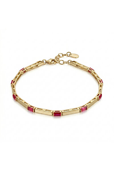 nedim şahin jewellery 1990 Pembe Dikdörtgen Taşlı Bileklik