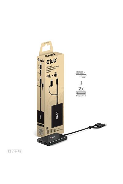 Club 3D Adaptor Club3D USB-C (Adaptor USB A) > 2x DP 4K@60Hz St/Bu retail