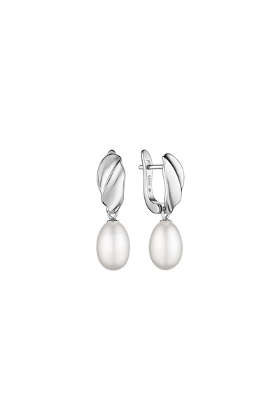 MANAVA Silver earrings with natural pearls - Torsade