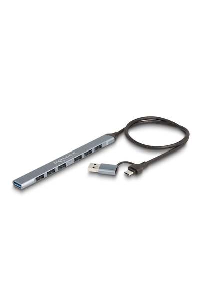 DELOCK 7 Port Slim USB Hub mit USB Type-C oder USB Typ-A