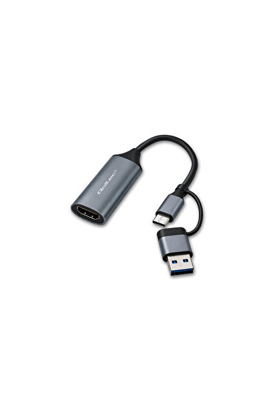 Qoltec Cablu adaptor USB-C USB-A |   HDMI |   4K 30Hz |   Aluminiu
