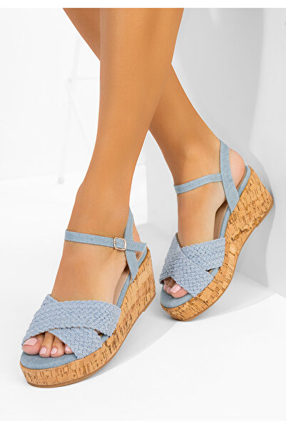 B T Shoes Sandale cu platforma Yarea albastre