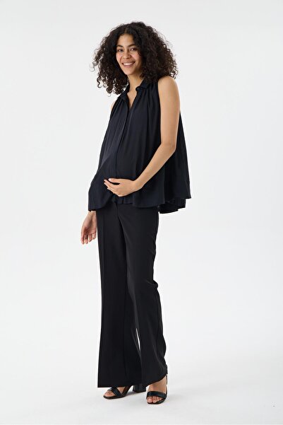 Işşıl 130030-Sleeveless Oversize Cotton Maternity Clothing Shirt