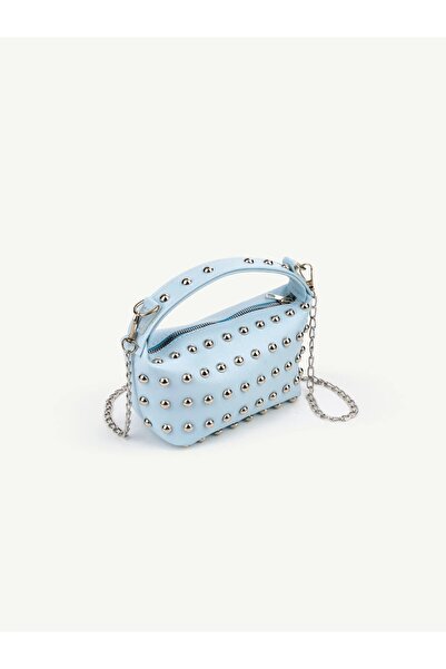 Beshora Penny Blue Women's Mini Size Staple Detailed Handbag and Shoulder Bag