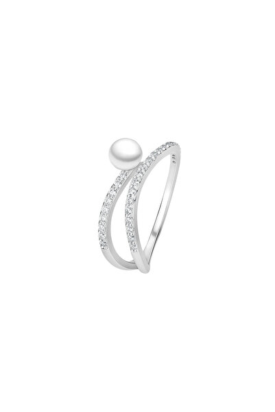 MANAVA Silver ring with natural pearl - Dúo Pavé