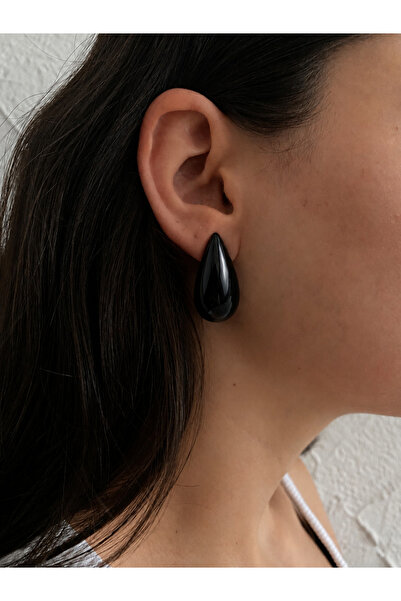 Markiz Takı Matte Black Drop Earrings Pair (3.5 cm)