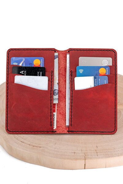 tudorAce Men's Red Pull-Up Leather Car Document Wallet