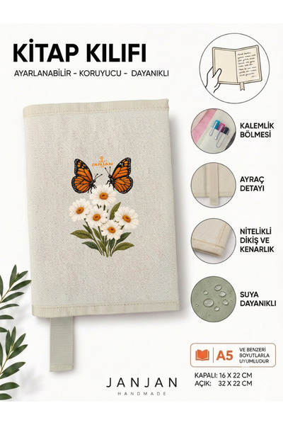JANJAN Natural Fabric Book Cover,Washable Book Cover,Book Protector,32X22 cm ...