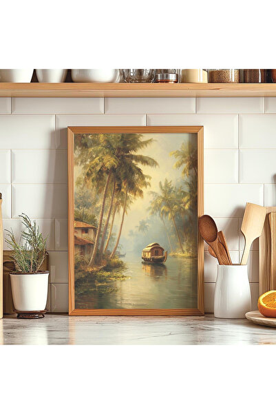 Tuba Decor One Piece Wooden Framed Painting River Boat