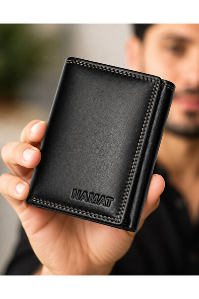 NAMAT Premium Genuine Leather Tri-fold Wallet – Stylish, Compact & Durable - ...