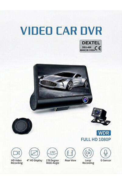 DEXTEL 3 Kameralı 1080P 170 Derece Yol Kayıt Araç Kamerası(Geri Görüş+G-Sensö...