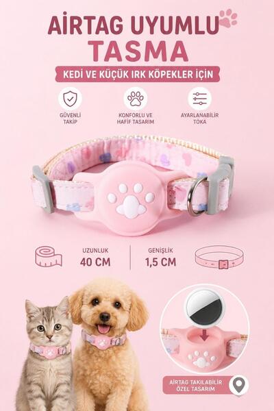 Floria AirTag Uyumlu Kedi Tasması – Ayarlanabilir, Yumuşak ve Hafif Tasma
