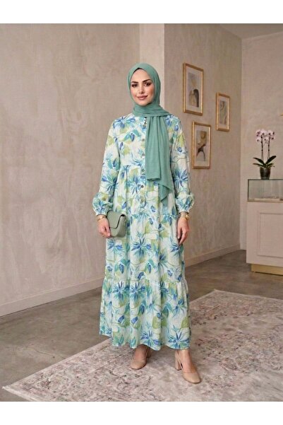 ECEYLÜL MODA Modal Cotton Summer Patterned Viscose Dress - Anti-Sweat Flowy H...