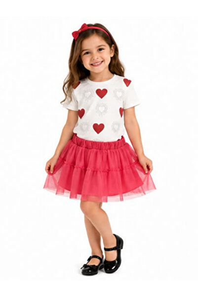 trikomode Girl's Pomegranate Flower 2-Piece Heart Tulle Lined Skirt Top and B...