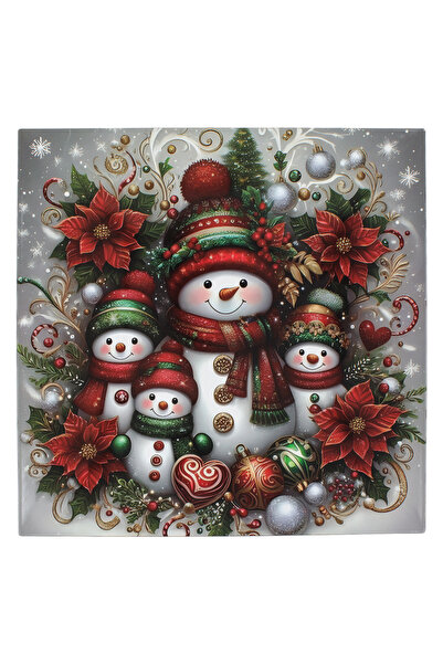Zumzeria Square Christmas Decorative Plate with Snowman Plastic Baubles 30x30cm