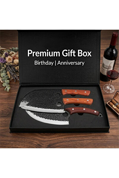 OSOOKE 3-Piece Professional Kitchen Knife Set, Hammered Sharp Blades for Meat...