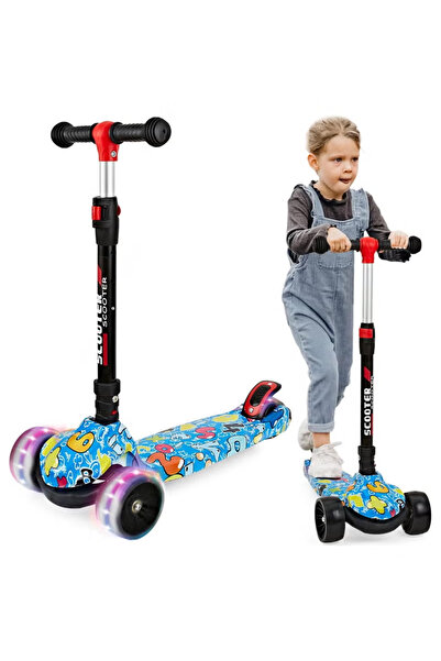 Scooter for Kids Ages 3-12, Foldable & Height Adjustable Kids with Graffiti B...