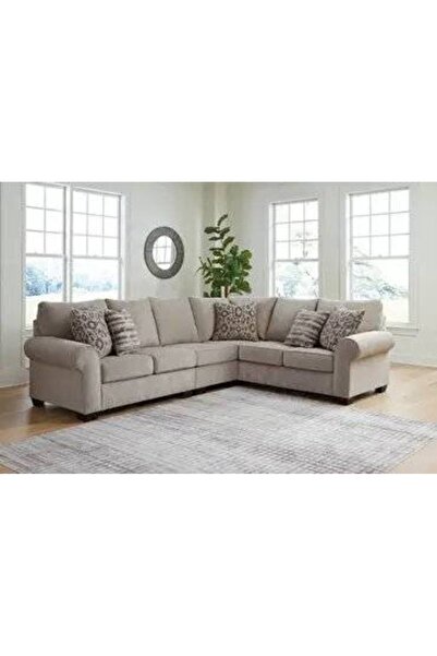 OEMS كنبة دائرية خشب ام دي اف وكتان - بيج