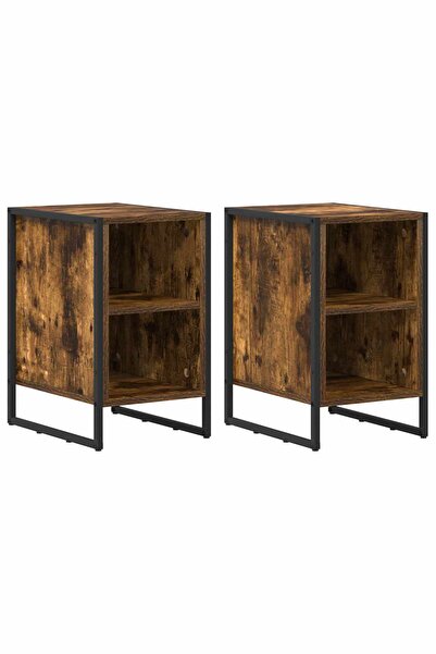 vidaxl Noptieră 2 pcs Stejar Fumuriu 39.5 x 30 x 50 cm Lemn compozit