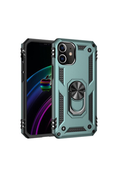 TakÇalıştır iPhone 12 Compatible Case Sofia Ring Silicone Cover - Green