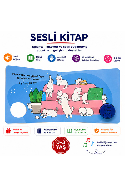 Espri Toys MİNİK KEDİLER ÇOCUK SESLİ KİTAP EĞİTİCİ HİKAYE KİTABI