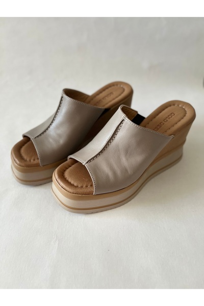 Butik HAKİKİ DERİ VİZON DOLGU TOPUK TERLİK