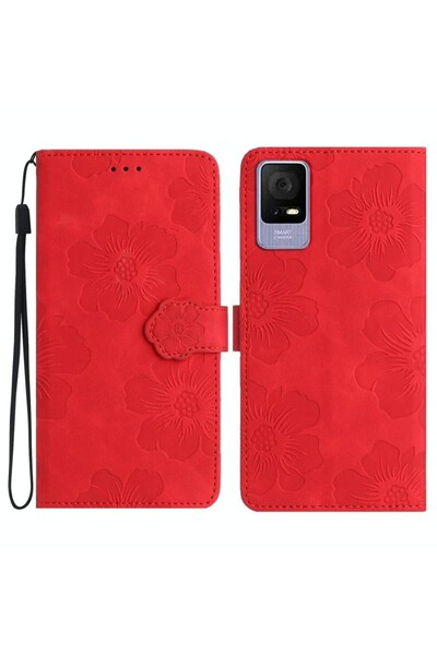 sscase Flowers Θήκη Πορτοφόλι Red (TCL 405 / 406 / 408)