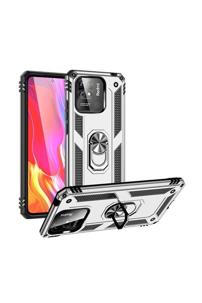 sscase 360 Degree Rotating Holder Σκληρή Θήκη με Δαχτυλίδι Silver (Xiaomi Red...